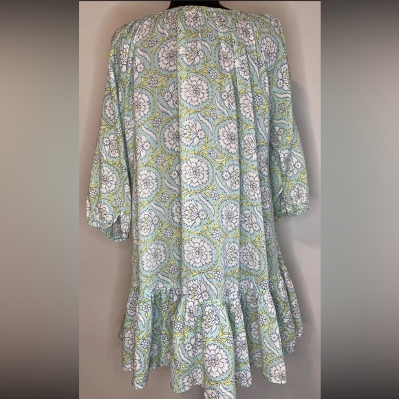 Isle Of Mine Aqua Blue Geo-Print Mini Dress Size S/M - Picture 3 of 7